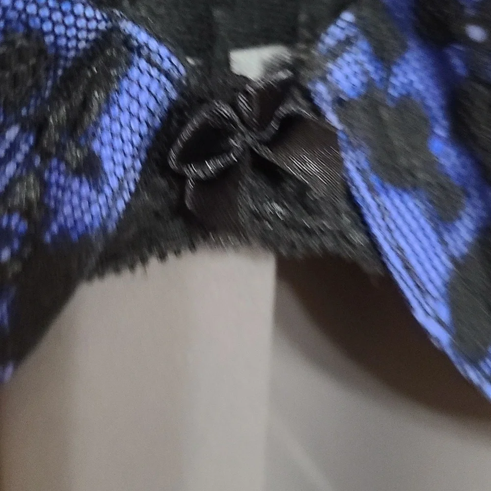 Smart & Sexy Womens‎ Bra Black/Blue Cheetah Lightly Padded Adjustable Sz 38C EUC